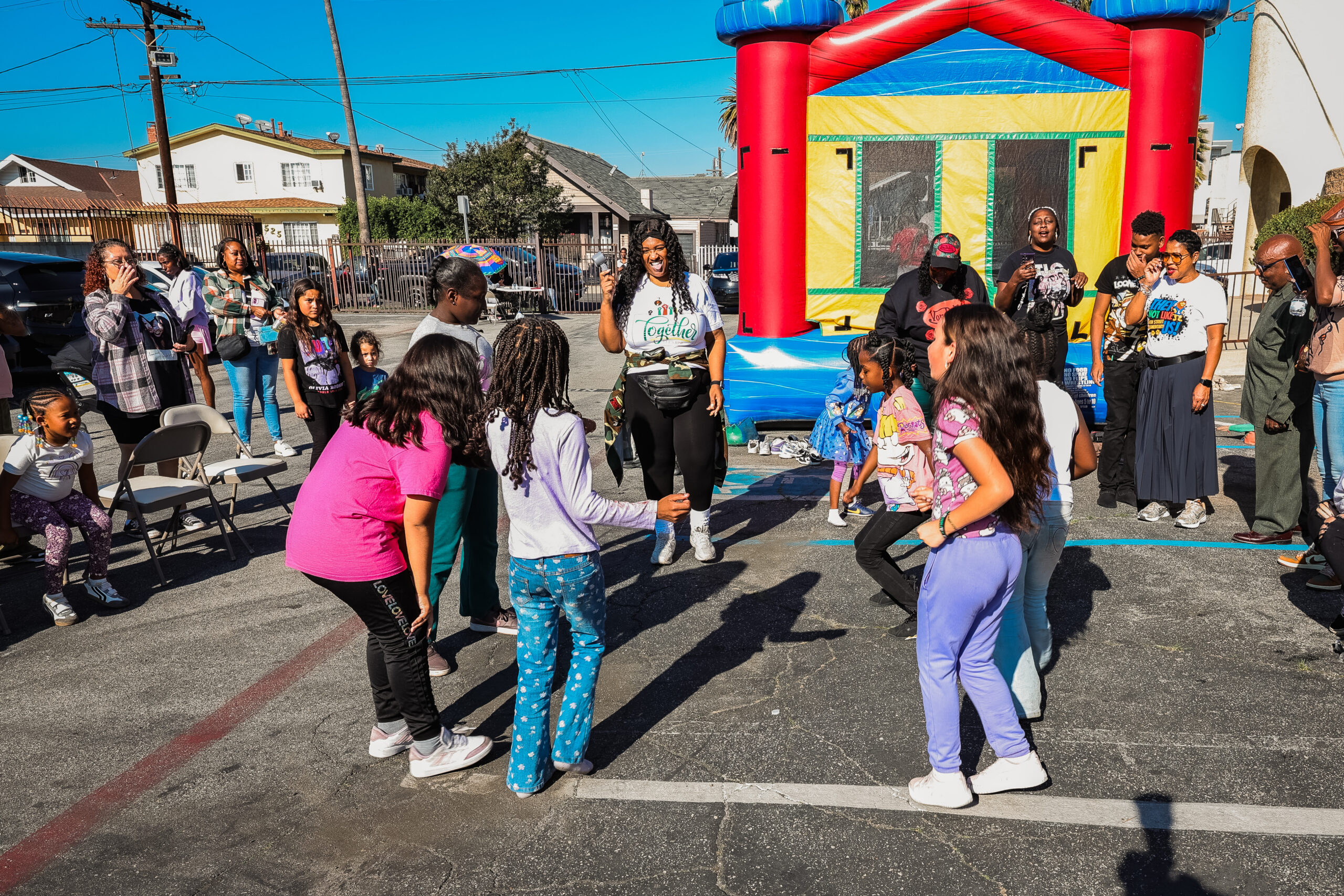 Children playing bouncy castle