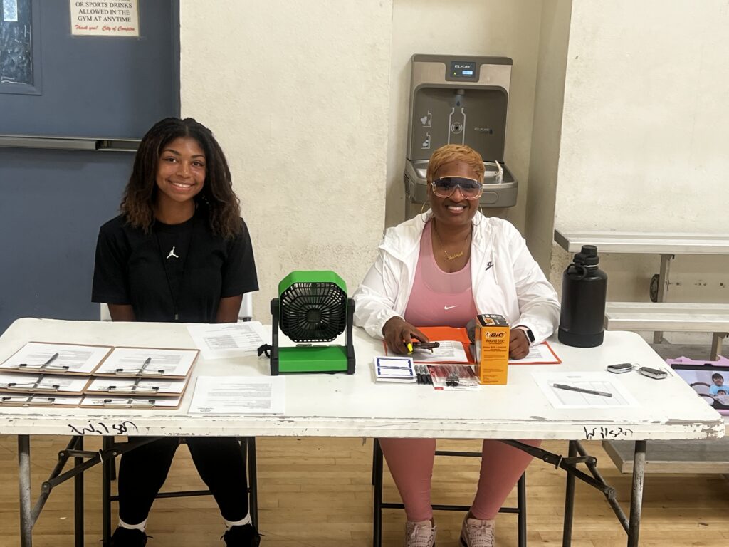 Volunteers at registration table